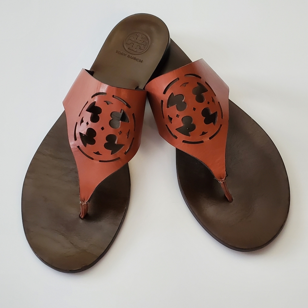Tory Burch Zoey Thong Sandals, Brown, Size 7.5M US - Picture 1 of 7